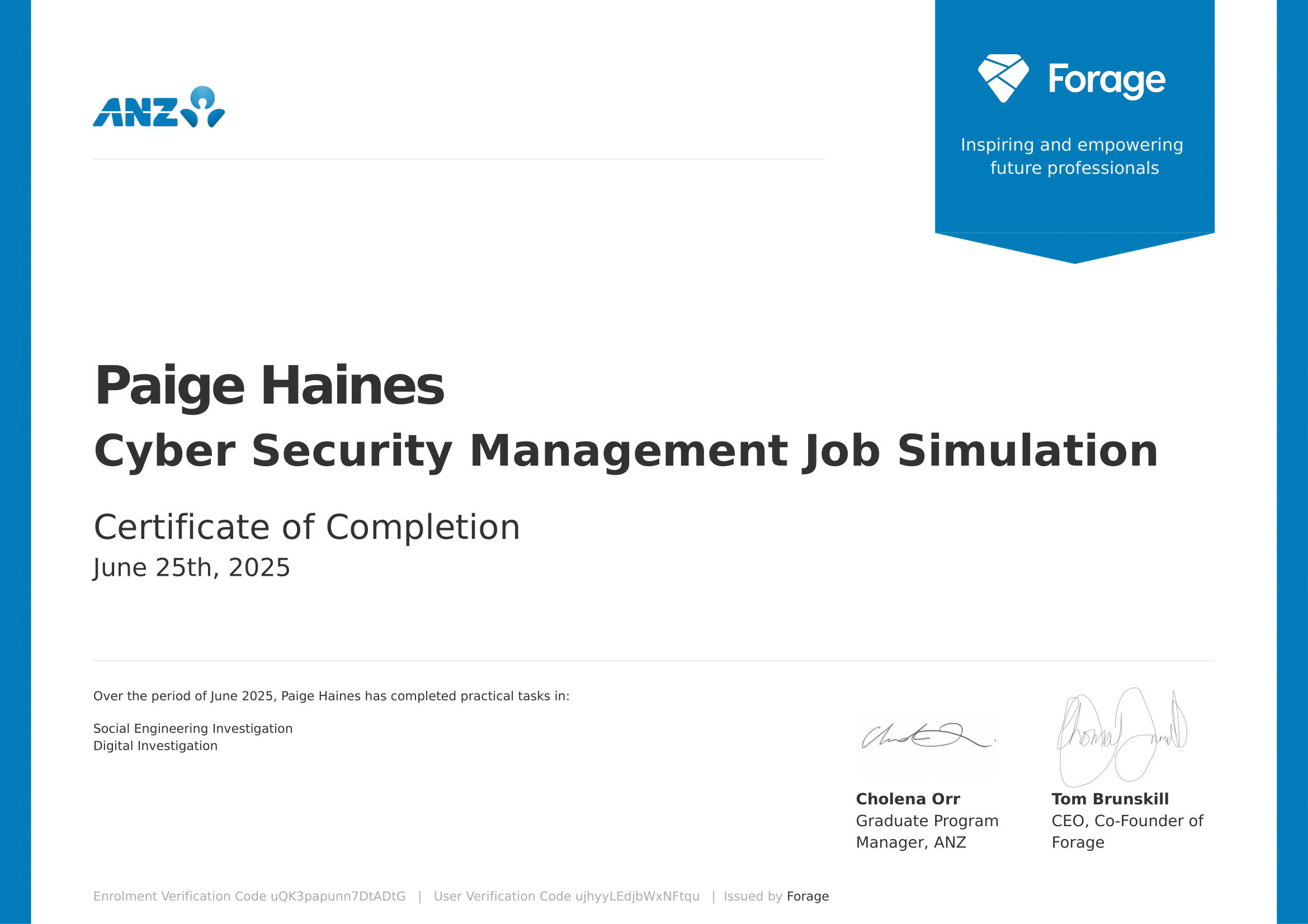 ANZ — Cyber Security Management Job Simulation